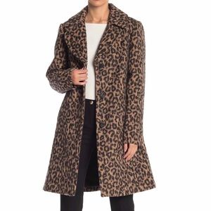 Kate Spade Leopard Wool Blend Coat